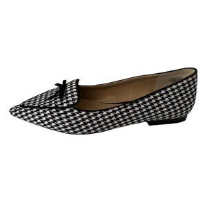Ann Taylor Houndstooth Bow Pointy Loafer Flats